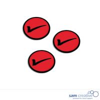 Symbole magnétique coché 3x3 cm rouge
