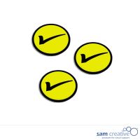 Symbole magnétique coché 3x3 cm jaune
